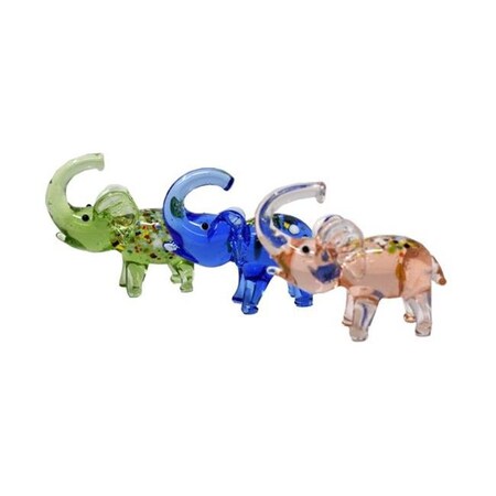 Ls Arts LS Arts MA-125 Milano Art Glass Animals With Millefiori Elephants Figurine MA-125